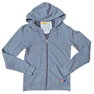 Aviator Nation Bolt Heather Grey Zip Jacket Hoodie Size Med